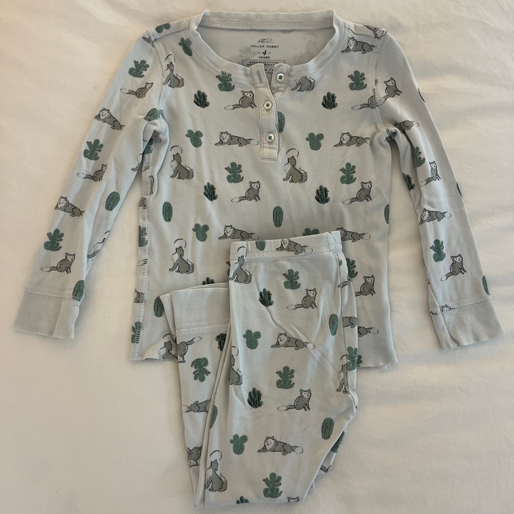 Roller Rabbit Pajama Set with Animal and Cactus Print